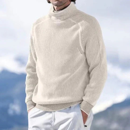 NOUVEAU RICHE Eleganter Herren Rollkragenpullover Beige