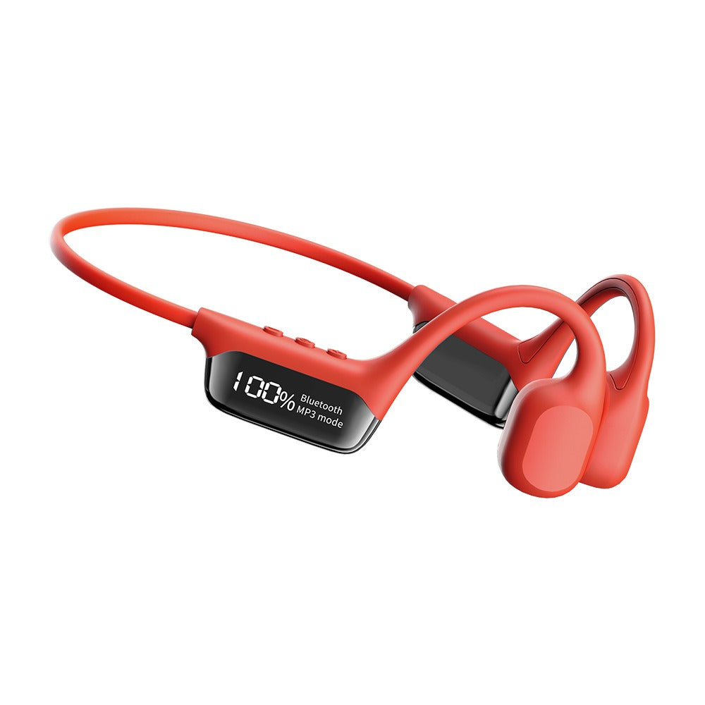 NOUVEAU RICHE Wasserdichte Knochenschall Schwimmkopfhörer – Bluetooth 5.4 Kopfhörer mit MP3 & 32GB, IPX8, 4 Farben Rot