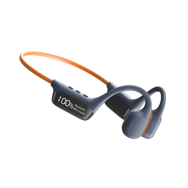 NOUVEAU RICHE Wasserdichte Knochenschall Schwimmkopfhörer – Bluetooth 5.4 Kopfhörer mit MP3 & 32GB, IPX8, 4 Farben Orange Blau