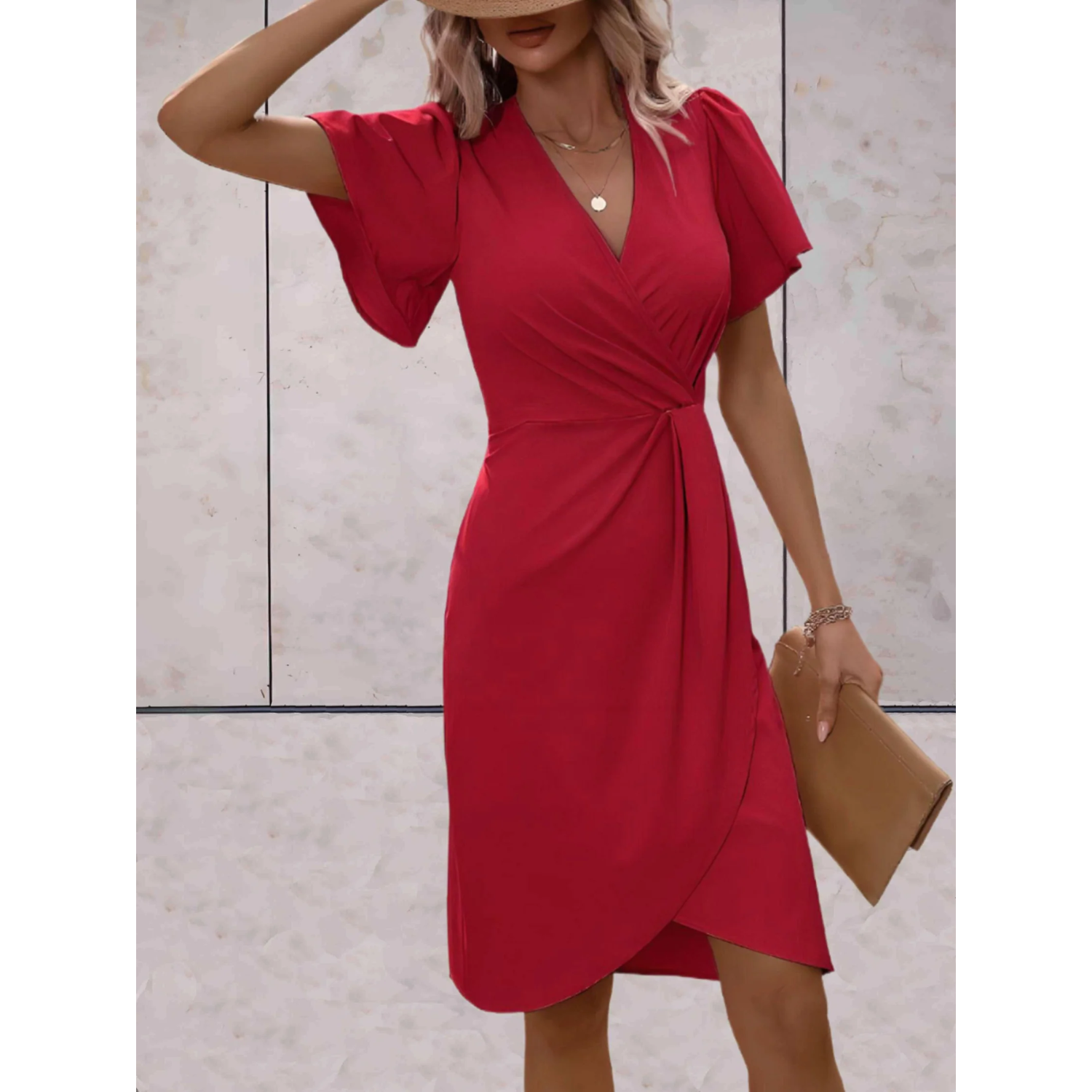 NOUVEAU RICHE Wickelkleid Elegant Festlich V Ausschnitt Fließende Ärmel