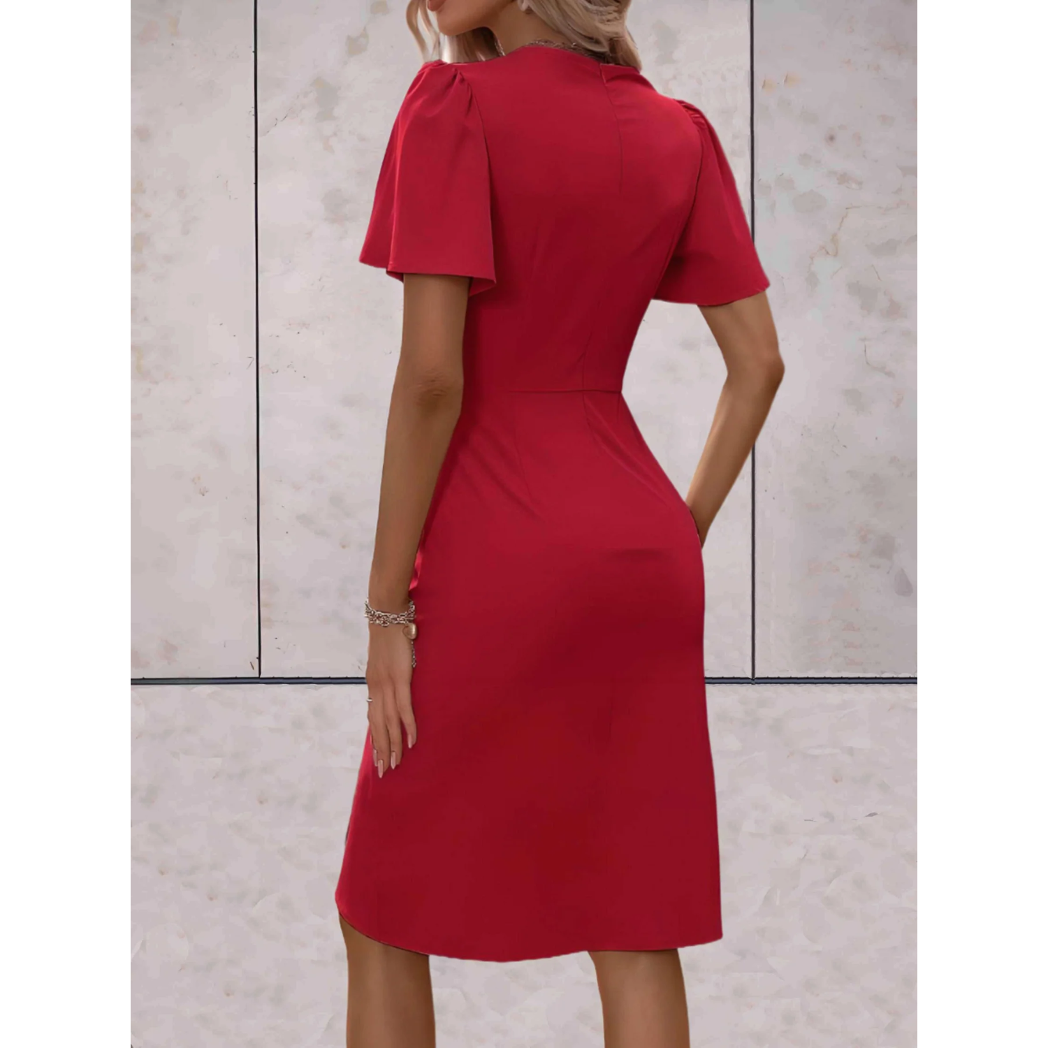 NOUVEAU RICHE Wickelkleid Elegant Festlich V Ausschnitt Fließende Ärmel