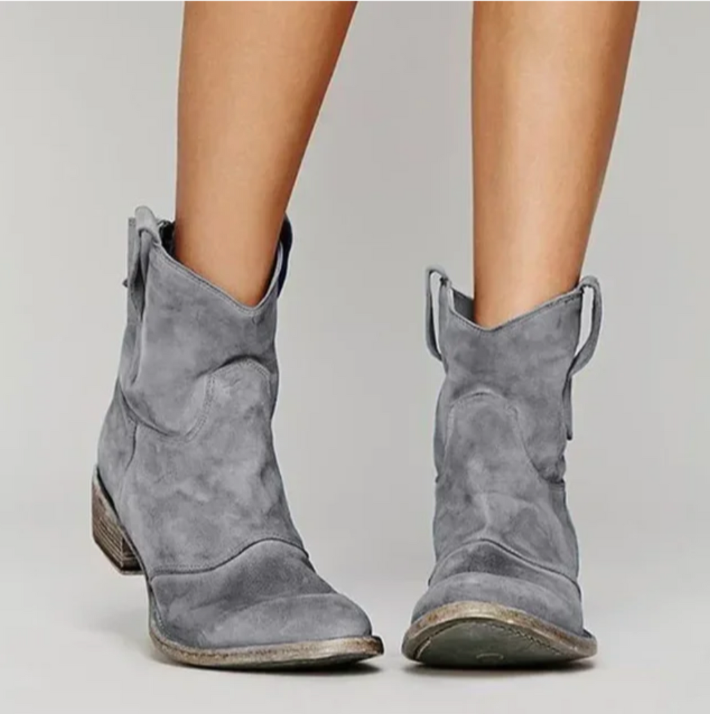 NOUVEAU RICHE Wildleder-Westernstiefel Stilvoll Und Bequem Western-Look Grau