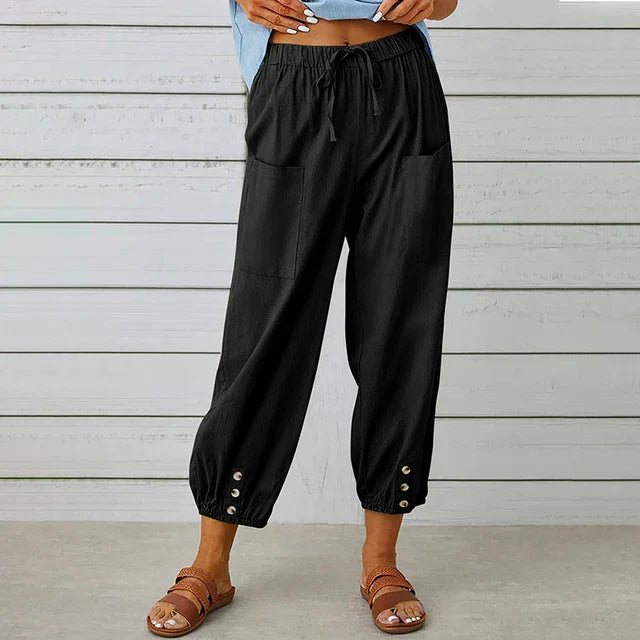 NOUVEAU RICHE Bequeme Damen Freizeithose Für Alltag Relaxen Übergrößen Schwarz