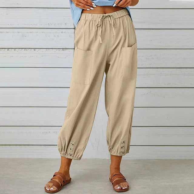 NOUVEAU RICHE Bequeme Damen Freizeithose Für Alltag Relaxen Übergrößen Khaki