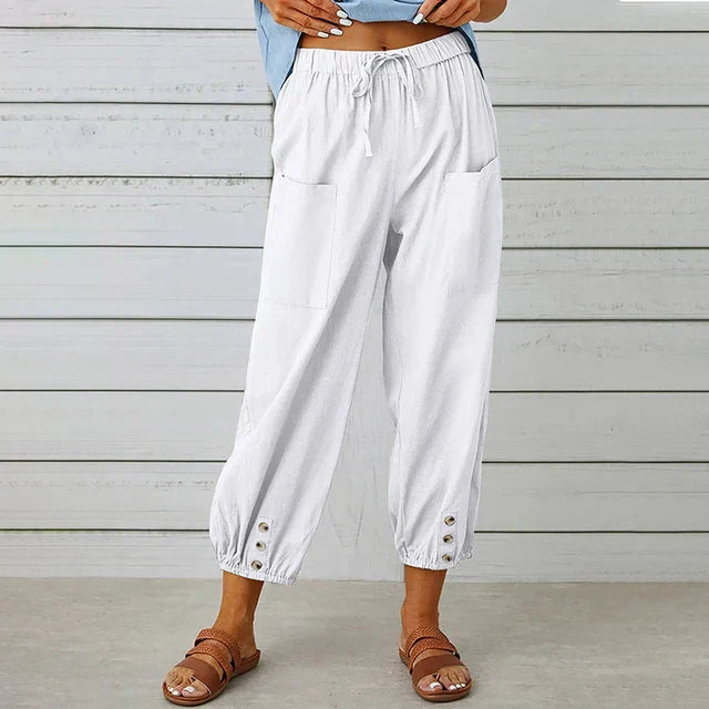 NOUVEAU RICHE Bequeme Damen Freizeithose Für Alltag Relaxen Übergrößen Weiß