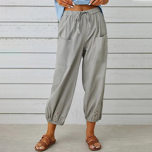 NOUVEAU RICHE Bequeme Damen Freizeithose Für Alltag Relaxen Übergrößen Hellgrau