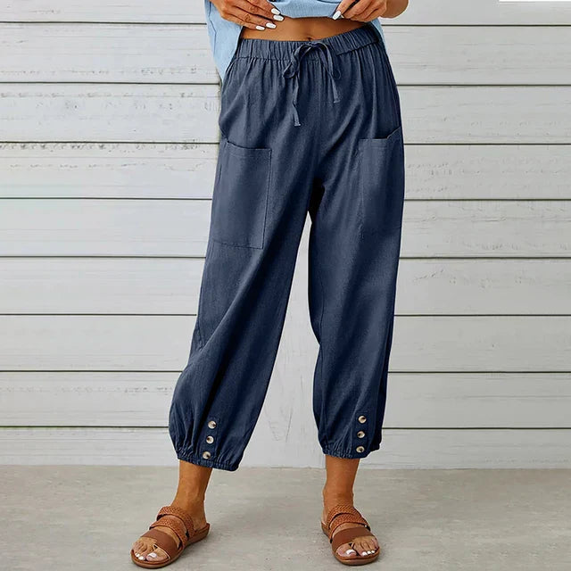 NOUVEAU RICHE Bequeme Damen Freizeithose Für Alltag Relaxen Übergrößen Marineblau