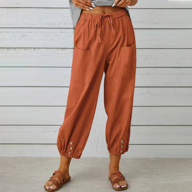 NOUVEAU RICHE Bequeme Damen Freizeithose Für Alltag Relaxen Übergrößen Ziegelrot
