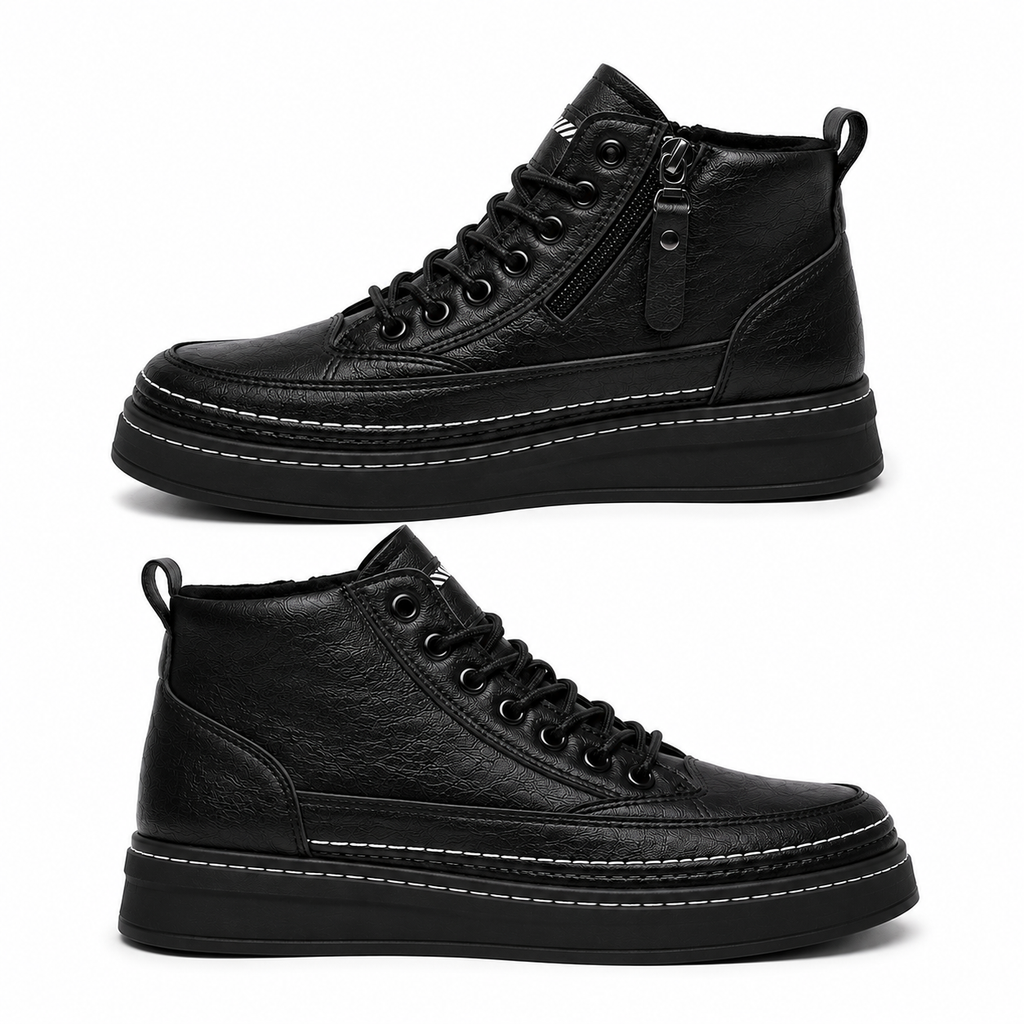 NOUVEAU RICHE Herren Winter Fleecestiefel High-Top Casual Lederschuhe