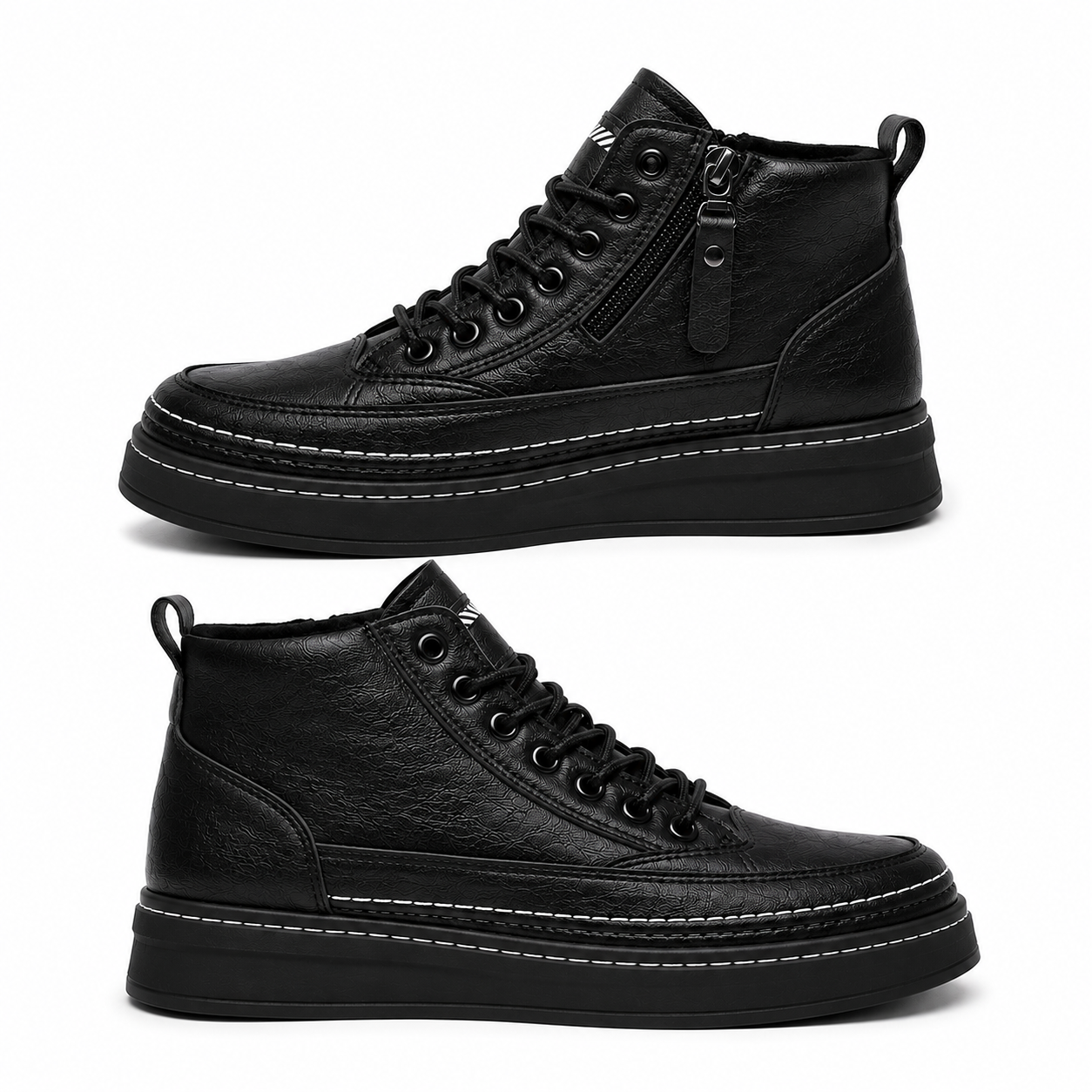 NOUVEAU RICHE Herren Winter Fleecestiefel High-Top Casual Lederschuhe
