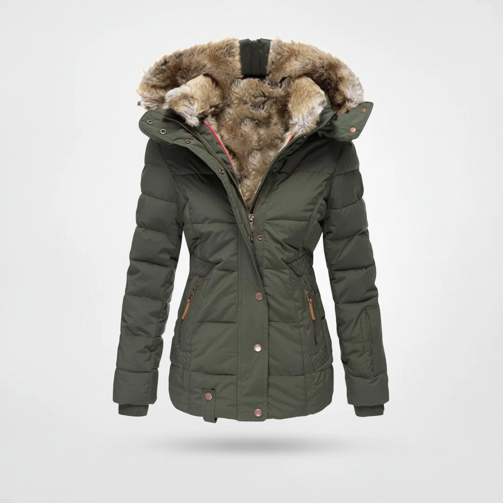 NOUVEAU RICHE Winterjacke Mit Fleecefutter Und Kapuze Vier Taschen Grun