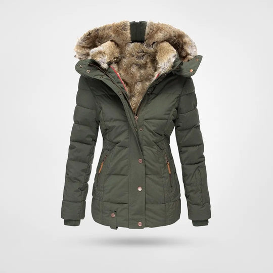 NOUVEAU RICHE Winterjacke Mit Fleecefutter Und Kapuze Vier Taschen Grun