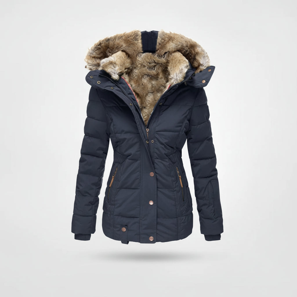 NOUVEAU RICHE Winterjacke Mit Fleecefutter Und Kapuze Vier Taschen Blau