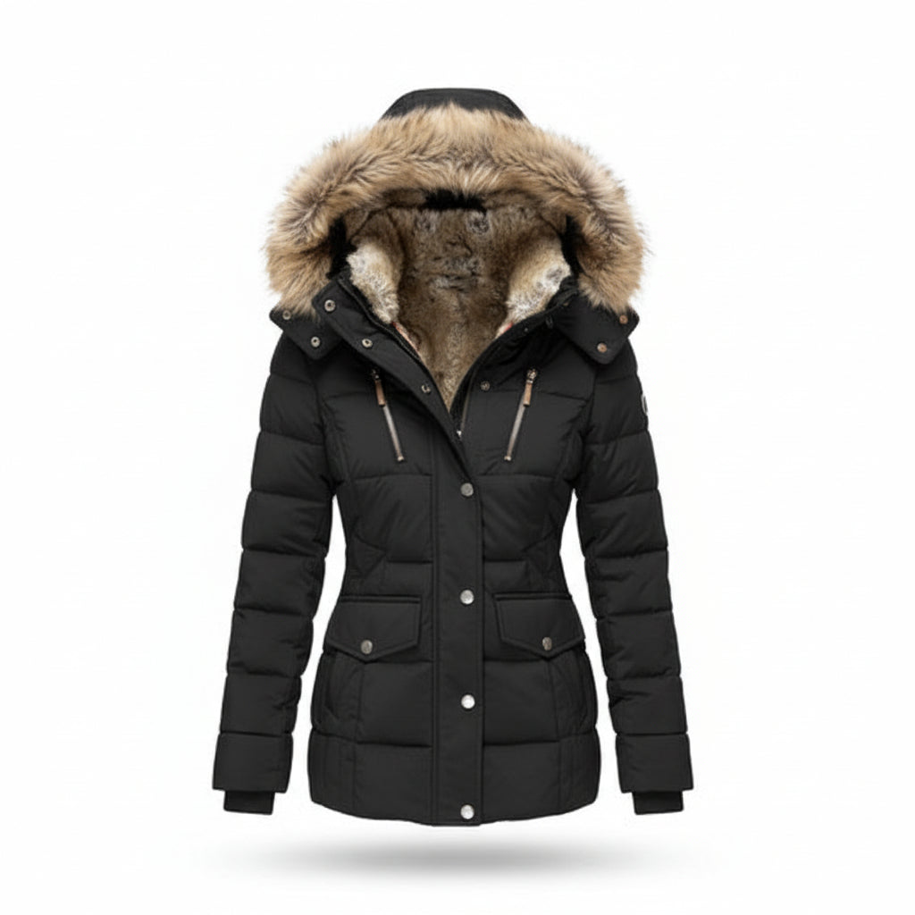 NOUVEAU RICHE Winterjacke Mit Fleecefutter Und Kapuze Vier Taschen Schwarz