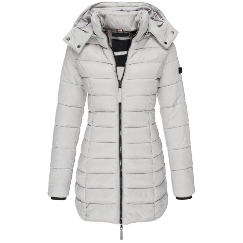 NOUVEAU RICHE Winterjacke Mit Kapuze Reißverschluss Warm Und Bequem Grau