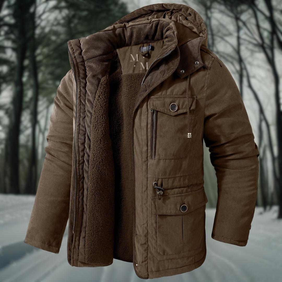 NOUVEAU RICHE Herren Winterjacke Wasserdichte Jacke Mit Wärmeschutz Braun