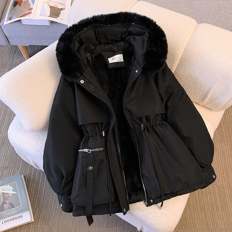 NOUVEAU RICHE Stilvolle Damen Winterjacke mit Pelz - Elegant, warm und schützend Schwarz