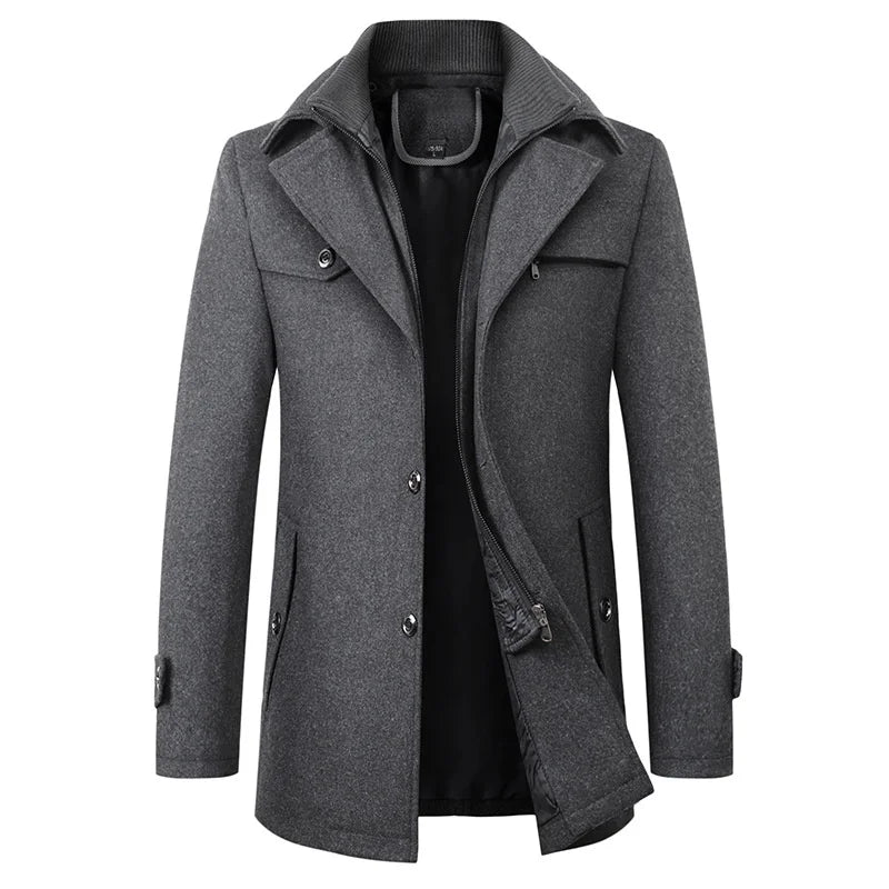 NOUVEAU RICHE Figueral | Wintermantel Herren | Eleganter Stehkragen | Warm & Stilvoll für Business Grau
