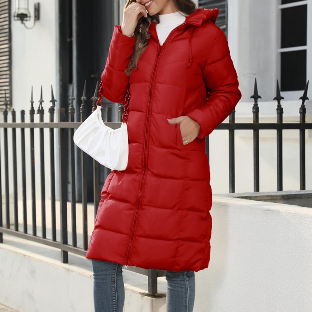 NOUVEAU RICHE Daunenjacke Kapuze Lang Damen Wasserfest Winddicht Größe - Winterjacke - Wintermäntel Damen Rot