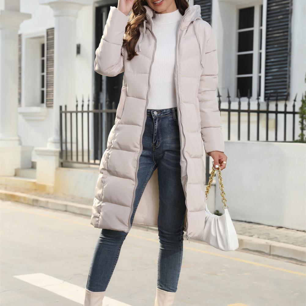 NOUVEAU RICHE Daunenjacke Kapuze Lang Damen Wasserfest Winddicht Größe - Winterjacke - Wintermäntel Damen Beige