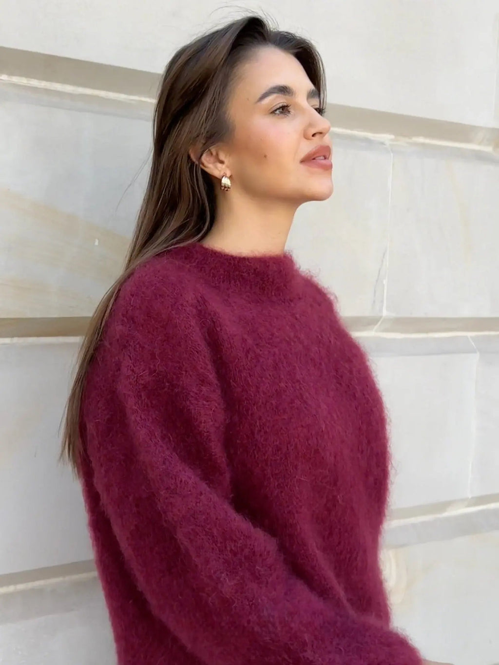 NOUVEAU RICHE Sophie | Dame Mohair Pullover - Weicher Flauschiger Strik Pullover & Wollpullover