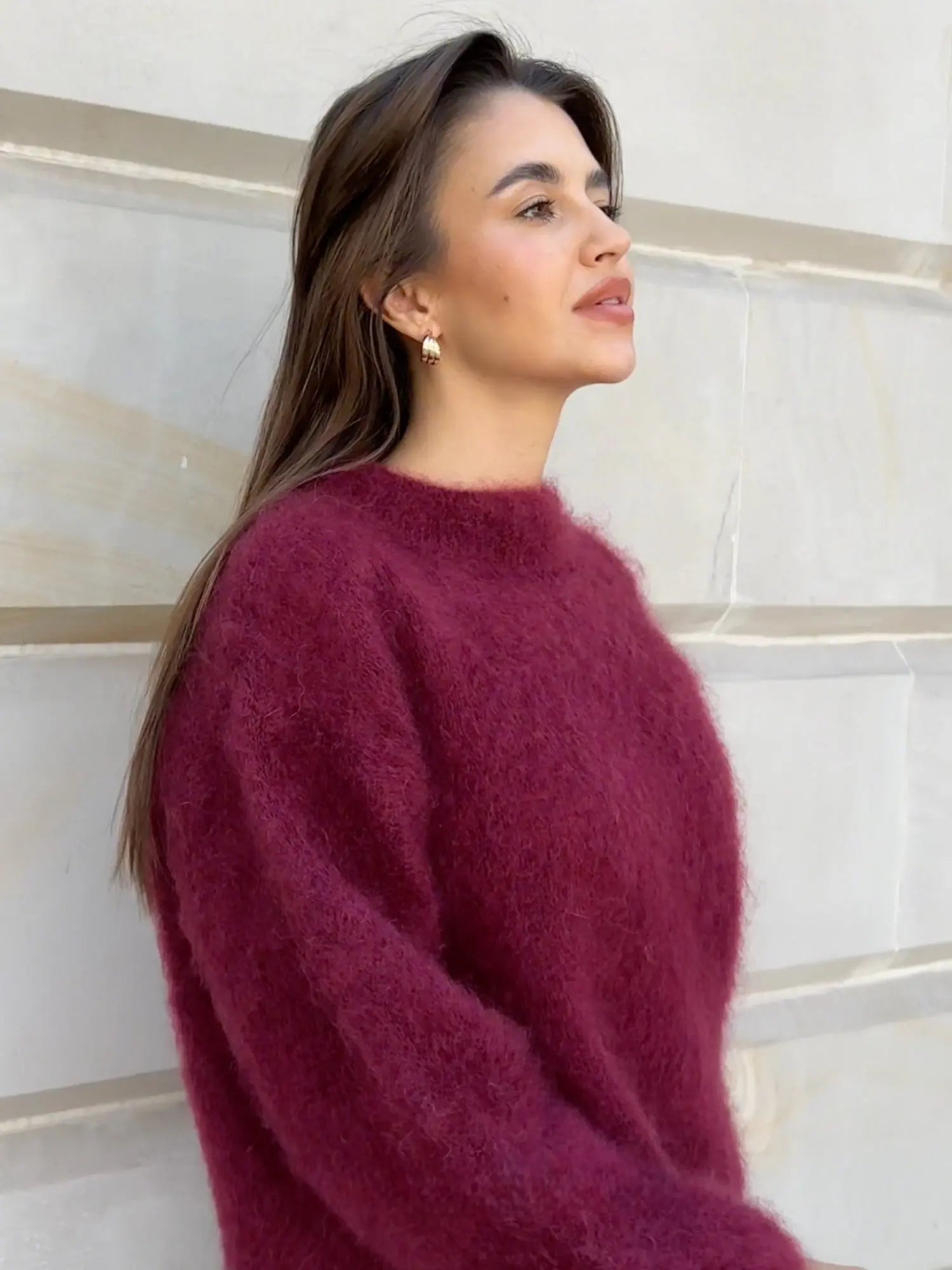 NOUVEAU RICHE Sophie | Dame Mohair Pullover - Weicher Flauschiger Strik Pullover & Wollpullover