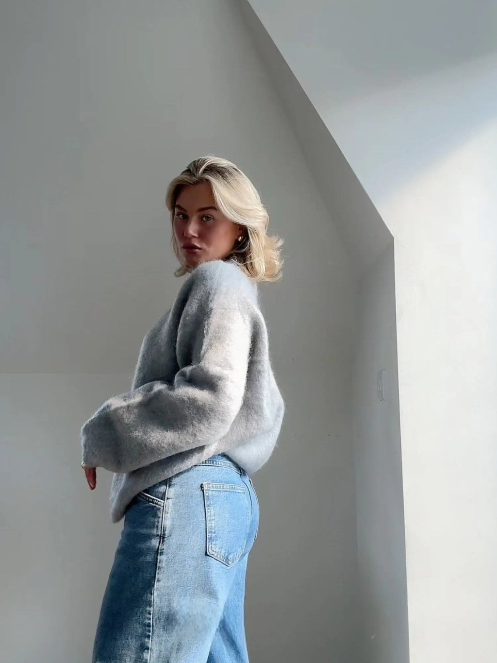 NOUVEAU RICHE Sophie | Dame Mohair Pullover - Weicher Flauschiger Strik Pullover & Wollpullover