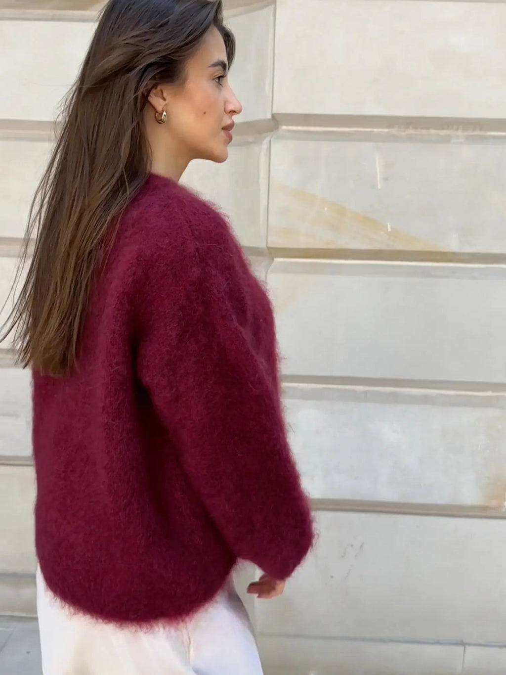 NOUVEAU RICHE Sophie | Dame Mohair Pullover - Weicher Flauschiger Strik Pullover & Wollpullover
