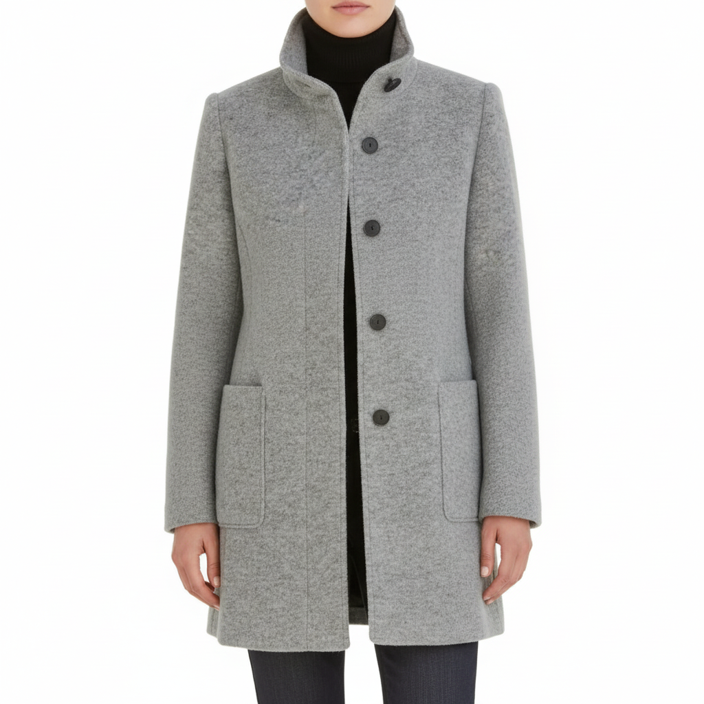 Wollmantel Damen Winter Knopfverschluss Eleganter Stil