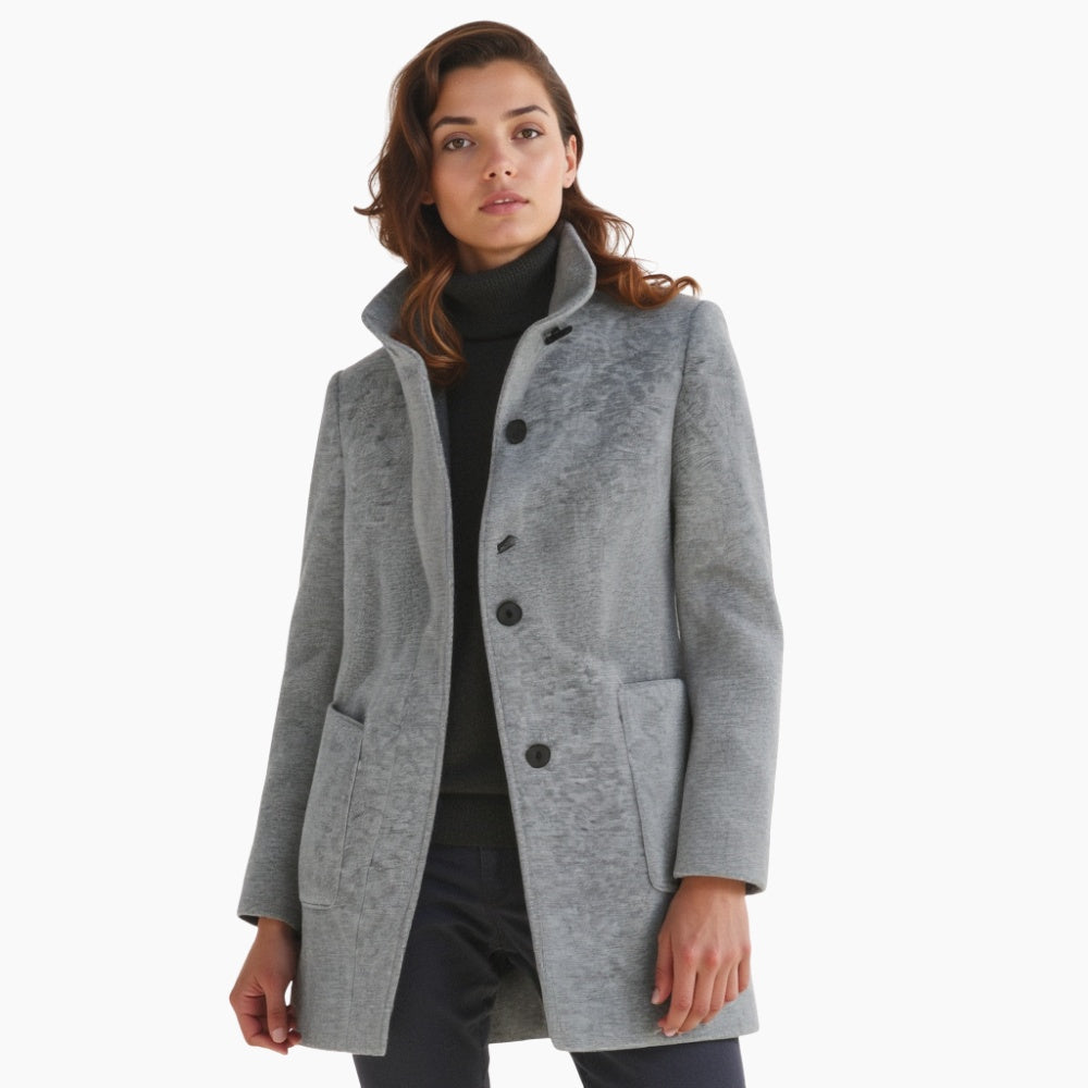 Wollmantel Damen Knopfverschluss Zeitloses Design Winter - Winterjacke - Wintermäntel Damen