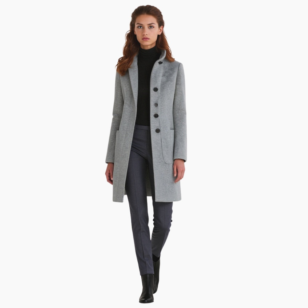 Wollmantel Damen Knopfverschluss Zeitloses Design Winter - Winterjacke - Wintermäntel Damen