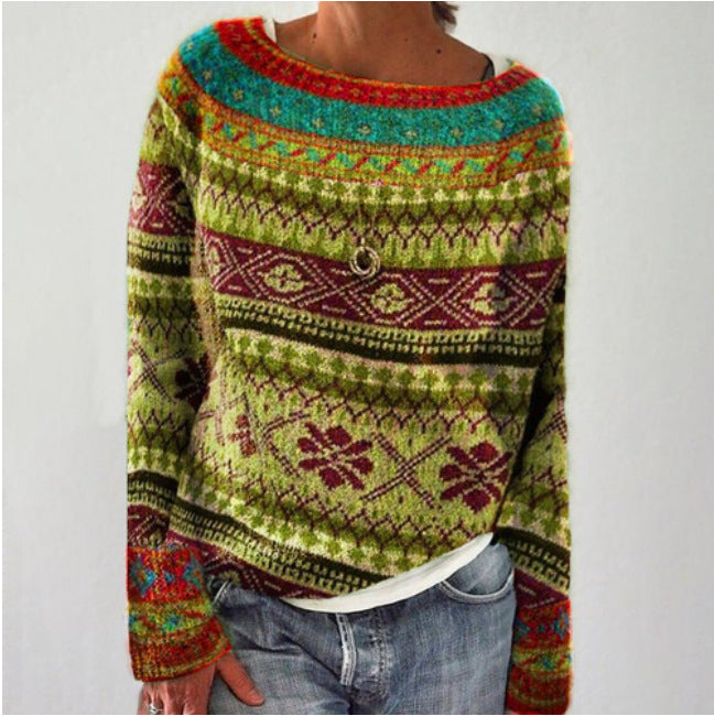 NOUVEAU RICHE Wollpullover Damen Vintage Stil Warm Vielseitig Komfortabel Gelb