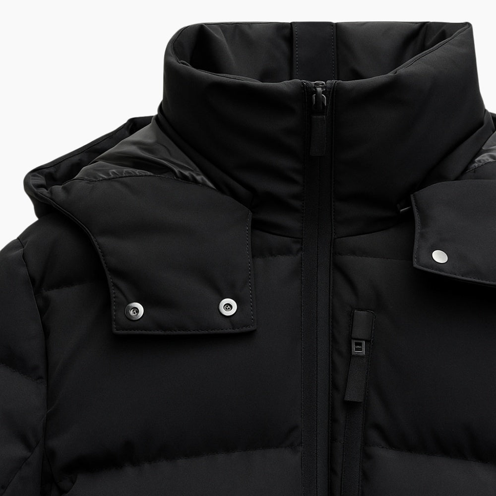 NOUVEAU RICHE Damen Isolierte Schwarze Gurt-Ski-Jacke für Ultimative Wärme