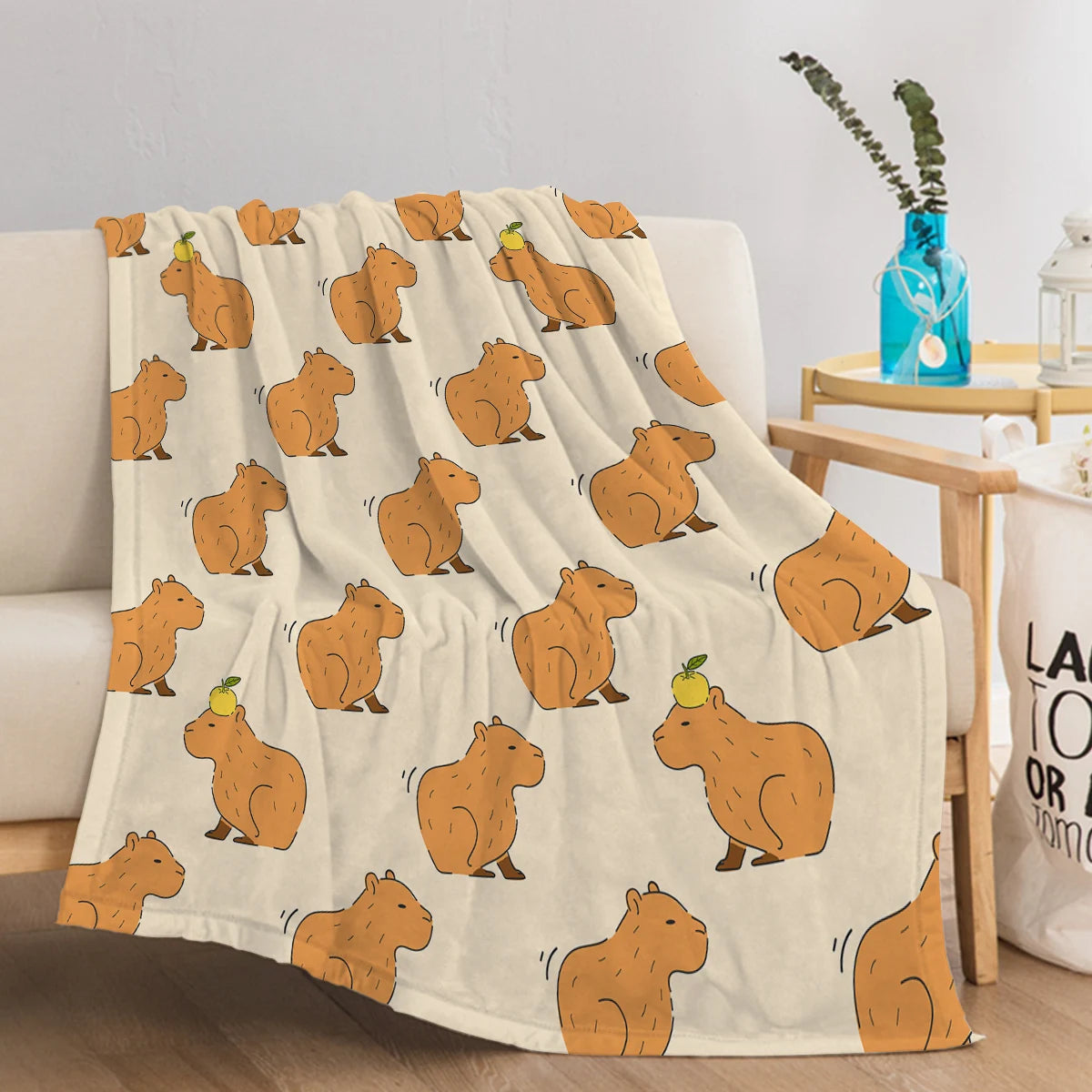 NOUVEAU RICHE Wurfdecke Capybara Flanell-Fleece Für Sofa und Bett