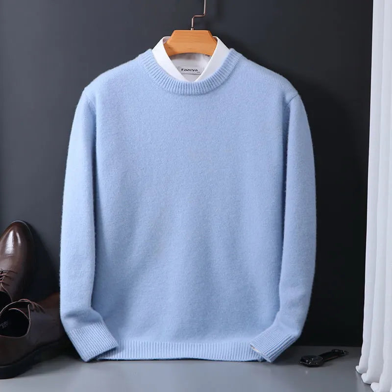 NOUVEAU RICHE Kaschmirpullover Herren 100% Kaschmir Weicher Schnitt Hellblau