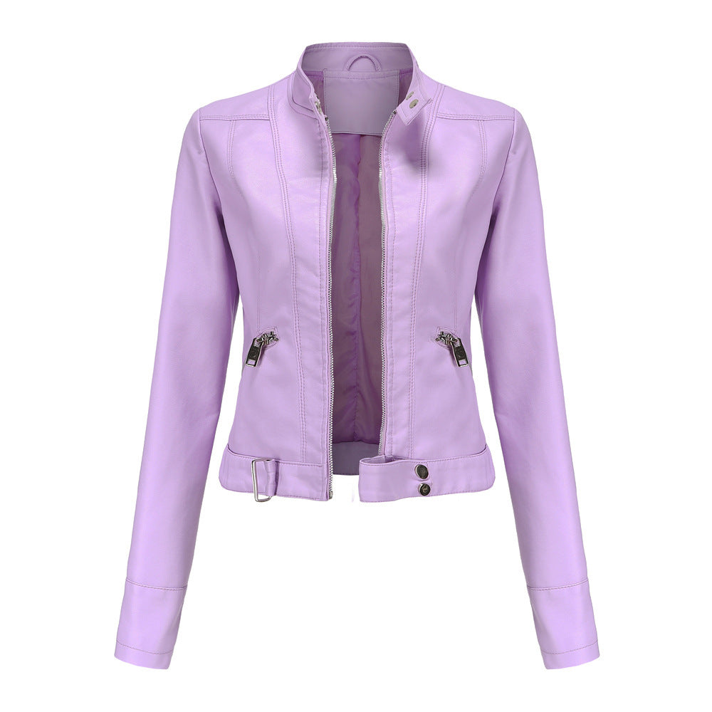 NOUVEAU RICHE Elegante Lederjacke für Damen aus hochwertigem Echtleder für stilvolle Freizeit- und Abendmode Violett