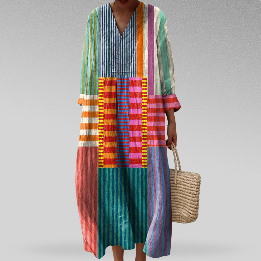 NOUVEAU RICHE Elegantes geometrisches Damen Kleid für besondere Anlässe und Freizeitmode Bunt