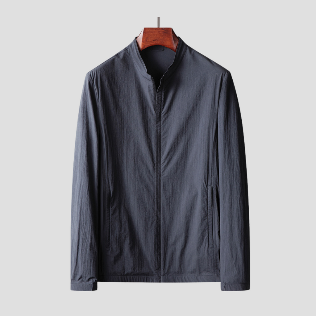 NOUVEAU RICHE Sportjacke Leicht Pflegeleicht Glatter Stoff Schwarz Bequem Dunkelblau