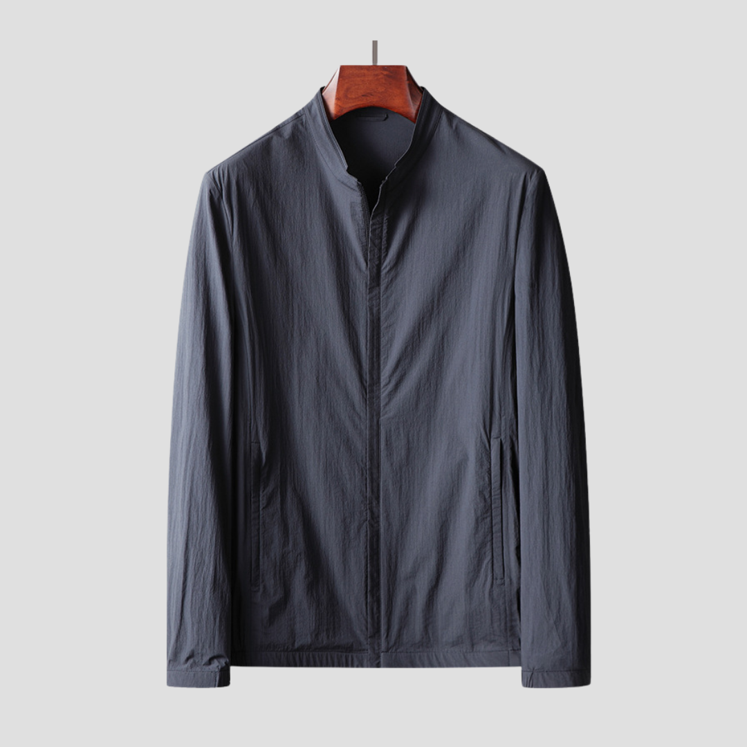 NOUVEAU RICHE Sportjacke Leicht Pflegeleicht Glatter Stoff Schwarz Bequem Dunkelblau