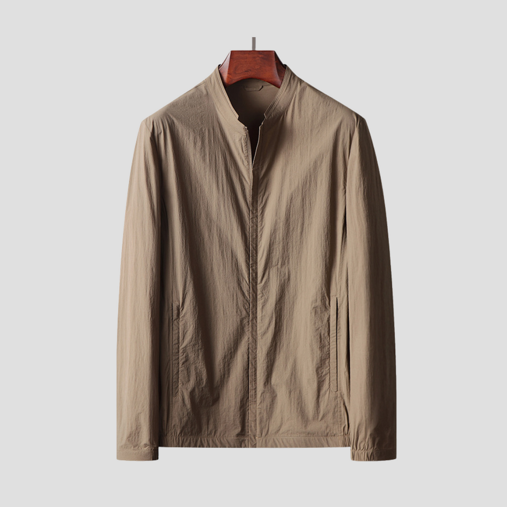 NOUVEAU RICHE Sportjacke Leicht Pflegeleicht Glatter Stoff Schwarz Bequem Khaki