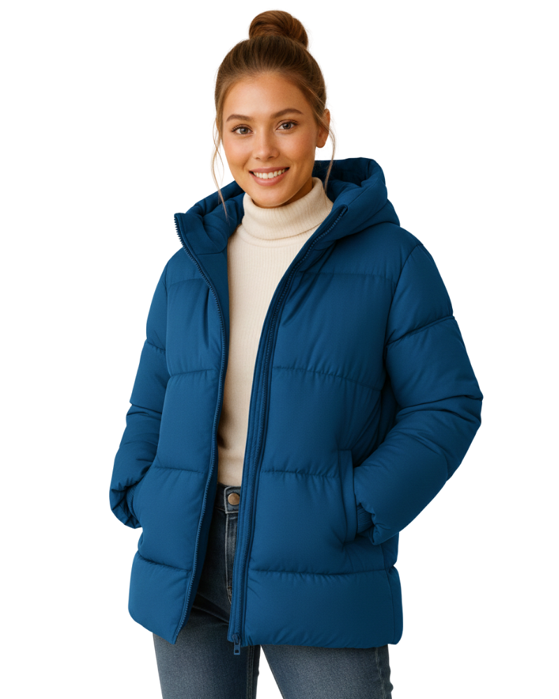 NOUVEAU RICHE Damen Steppjacke Leicht – Wattiert & Weiches Material Blau