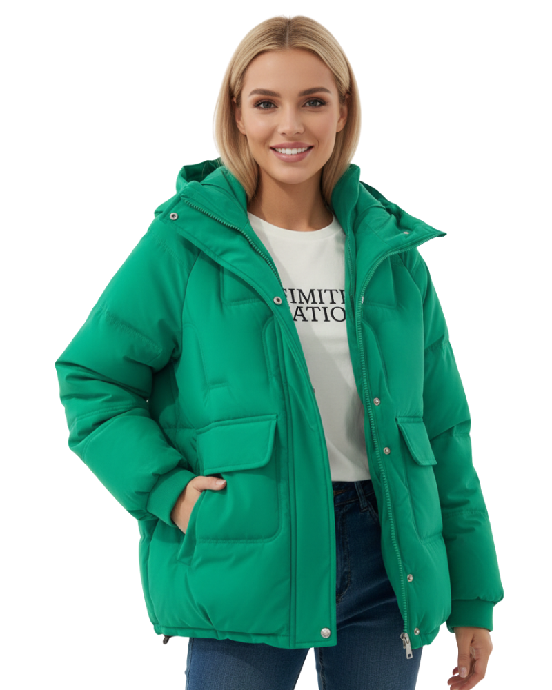 NOUVEAU RICHE Damen Steppjacke Leicht – Wattiert & Weiches Material Grün