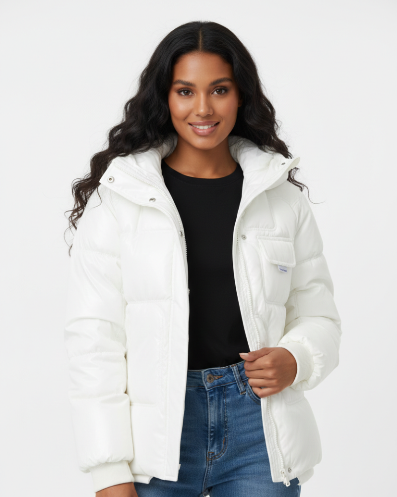NOUVEAU RICHE Damen Steppjacke Leicht – Wattiert & Weiches Material Weiß
