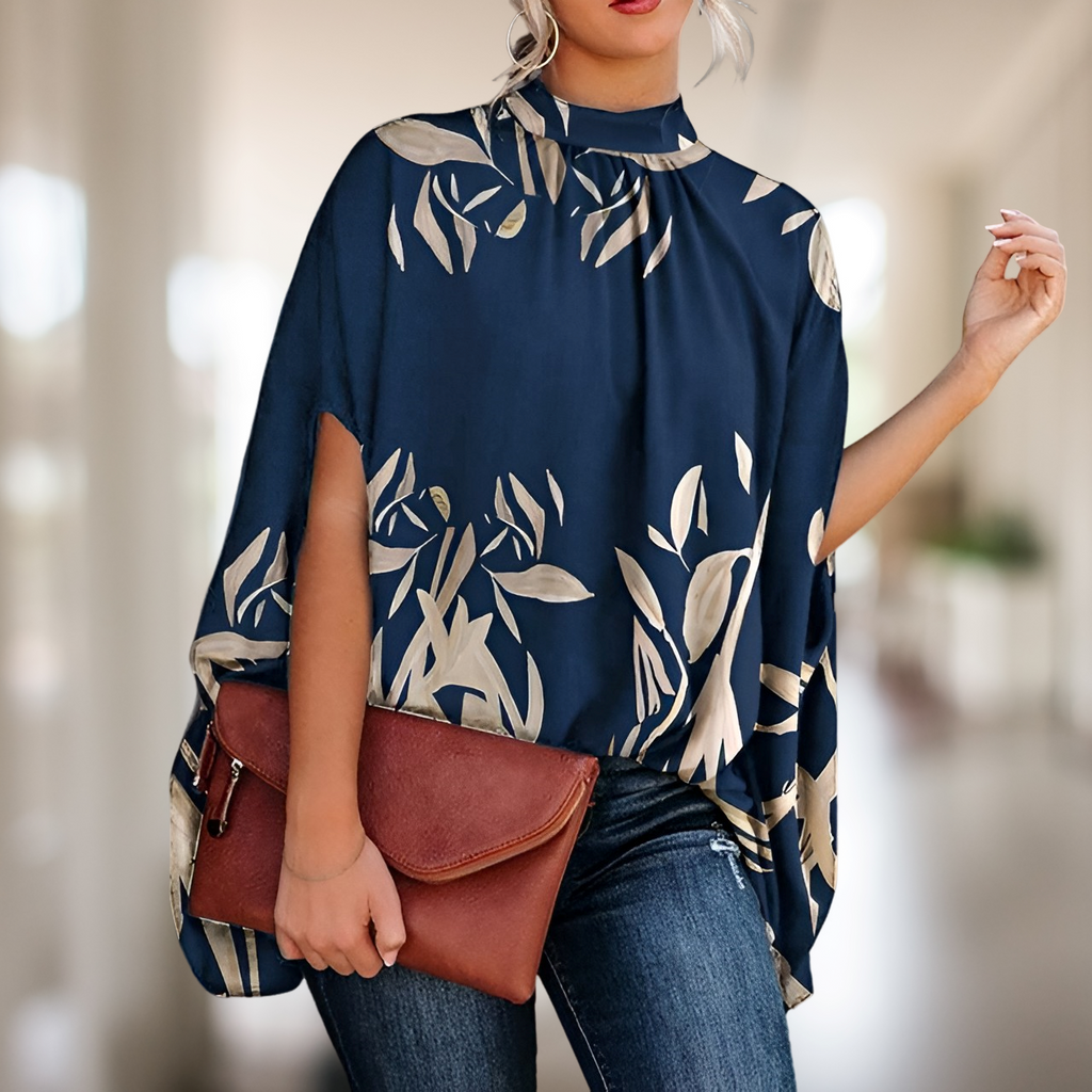 NOUVEAU RICHE Beya | Damen Bluse – Ausgestellter Schnitt, Vielseitig Tragbar & Edler Stil Blau
