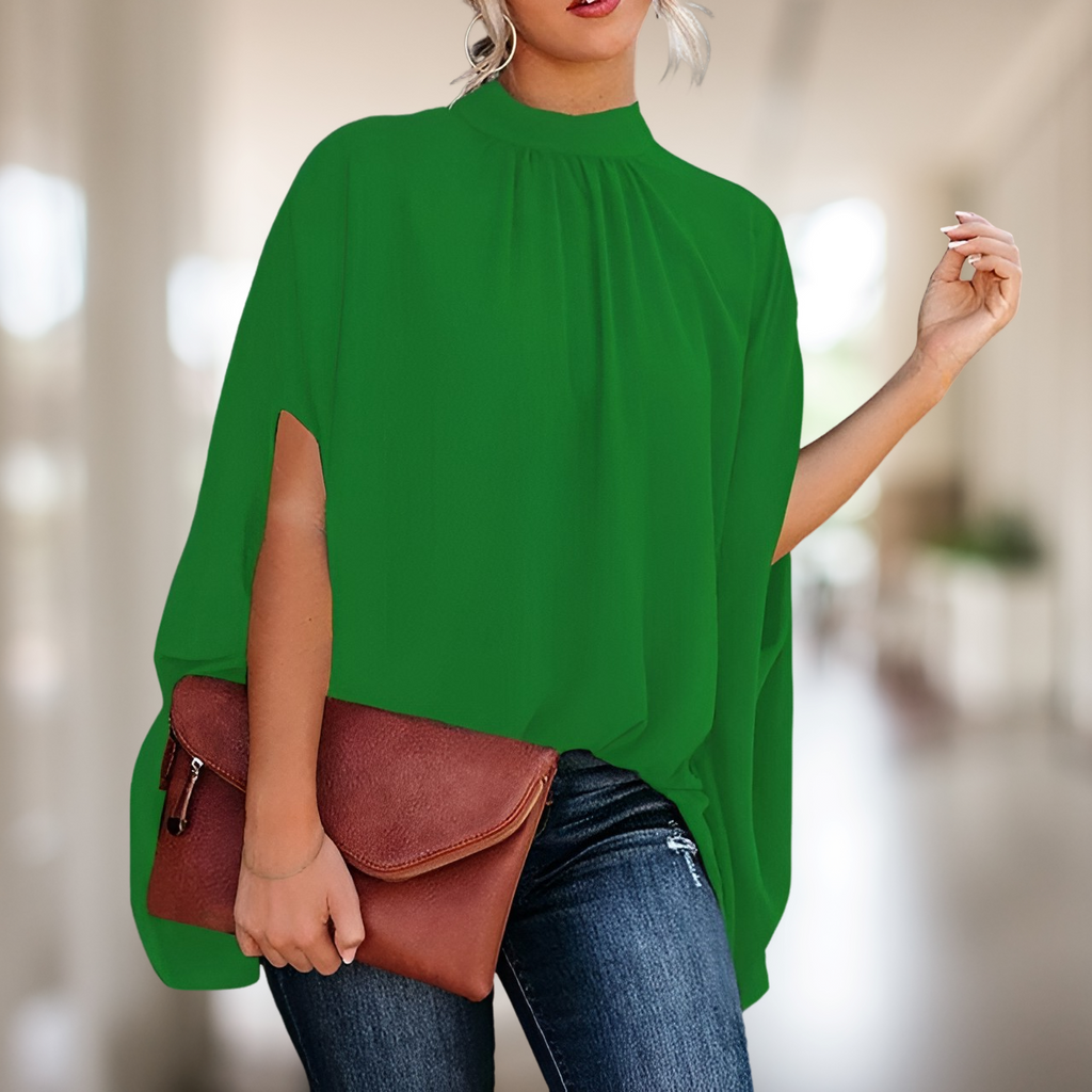 NOUVEAU RICHE Beya | Damen Bluse – Ausgestellter Schnitt, Vielseitig Tragbar & Edler Stil Grün