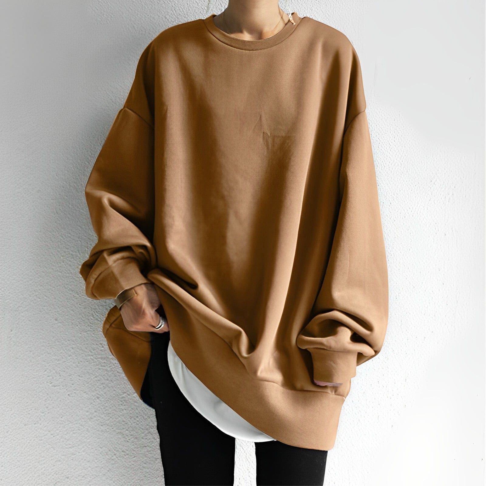 NOUVEAU RICHE Oversize Strickpullover Mit Strukturierter Textur Und Wärme Braun