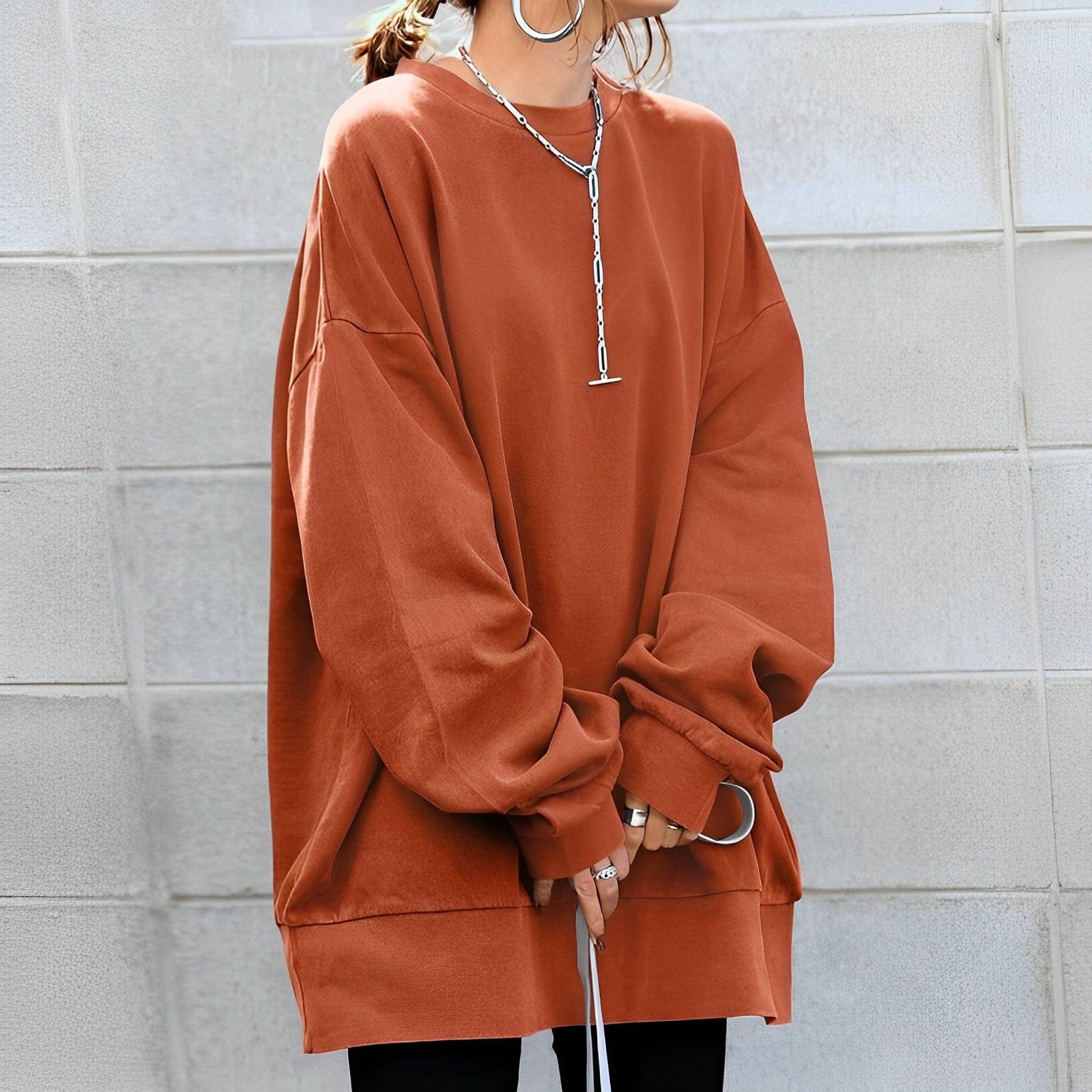 NOUVEAU RICHE Oversize Strickpullover Mit Strukturierter Textur Und Wärme Orange