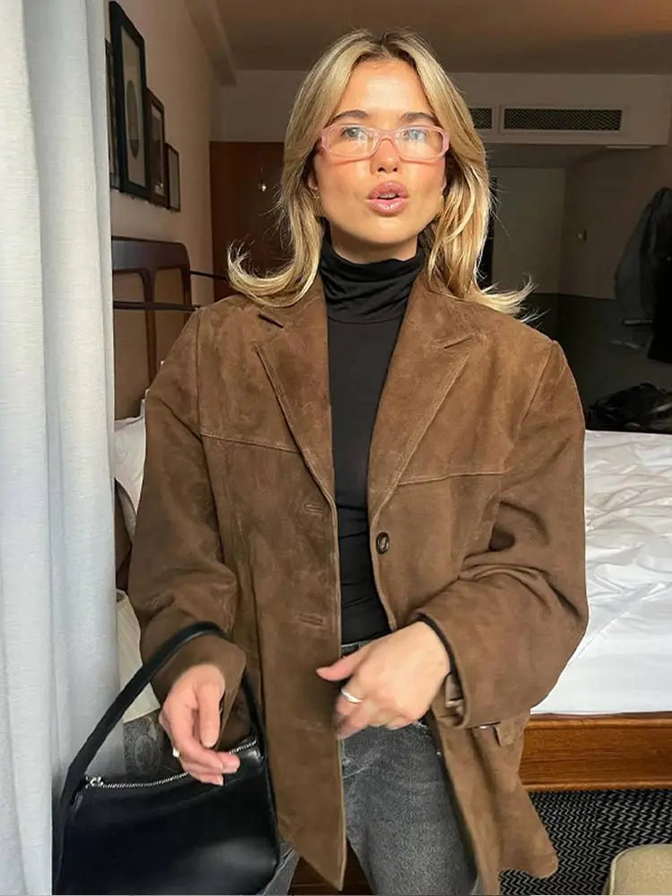 NOUVEAU RICHE Damen Elegante Herbstjacke Stilvolle Jacke Für Herbsttage Bruin