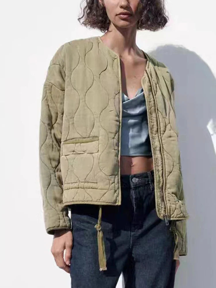 NOUVEAU RICHE Wattierte Baumwolljacke Für Damen Mit Leichter Wattierung Und Atmungsaktivem Stoff Ideal Für Kühle Tage Und Lässige Ausflüge
