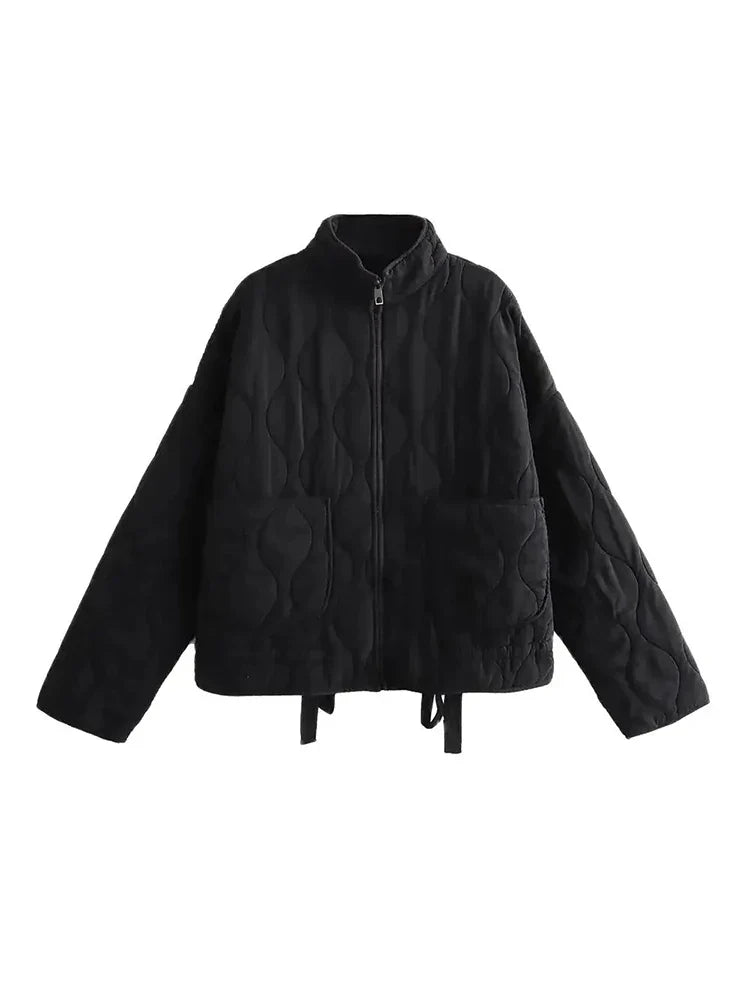 NOUVEAU RICHE Wattierte Baumwolljacke Für Damen Mit Leichter Wattierung Und Atmungsaktivem Stoff Ideal Für Kühle Tage Und Lässige Ausflüge Schwarz
